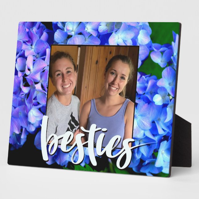 Elegant blue purple floral hydrangeas plaque (Side)