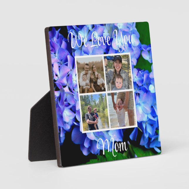Elegant blue purple floral hydrangeas plaque (Front)