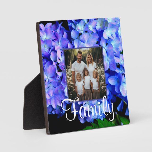 Elegant blue purple floral hydrangeas plaque (Front)