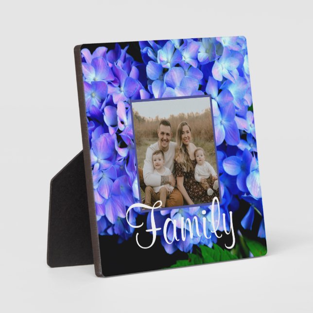 Elegant blue purple floral hydrangeas plaque (Front)