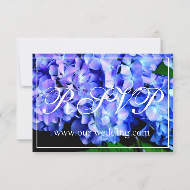 Elegant blue purple floral hydrangeas save the date (Front)