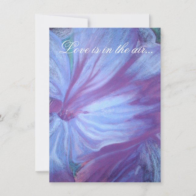 Elegant blue purple florals wedding invites (Front)