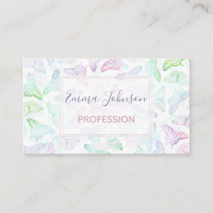 Elegant Blue Purple Glitter Butterfly Glam Design Business Card