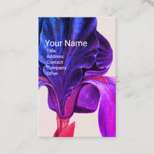 ELEGANT BLUE PURPLE IRIS Monogram Business Card
