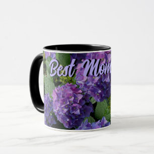 Elegant blue purple magenta flowers Best Mum ever Mug