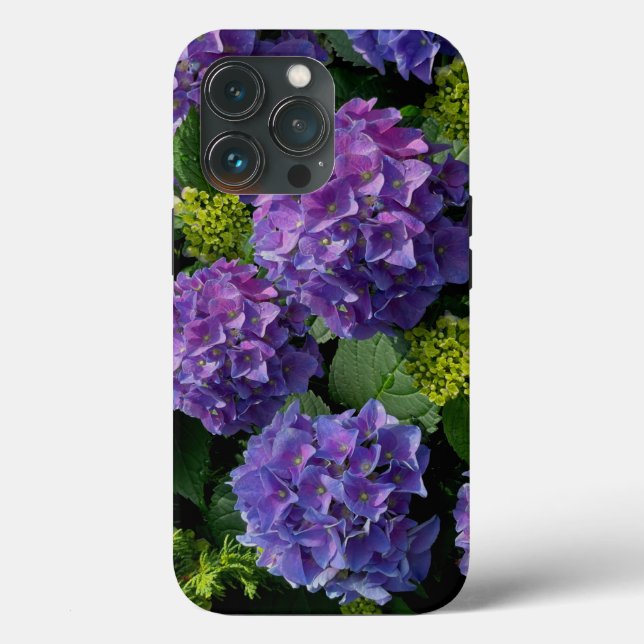 Elegant blue purple magenta green floral hydrangea Case-Mate iPhone case (Back)