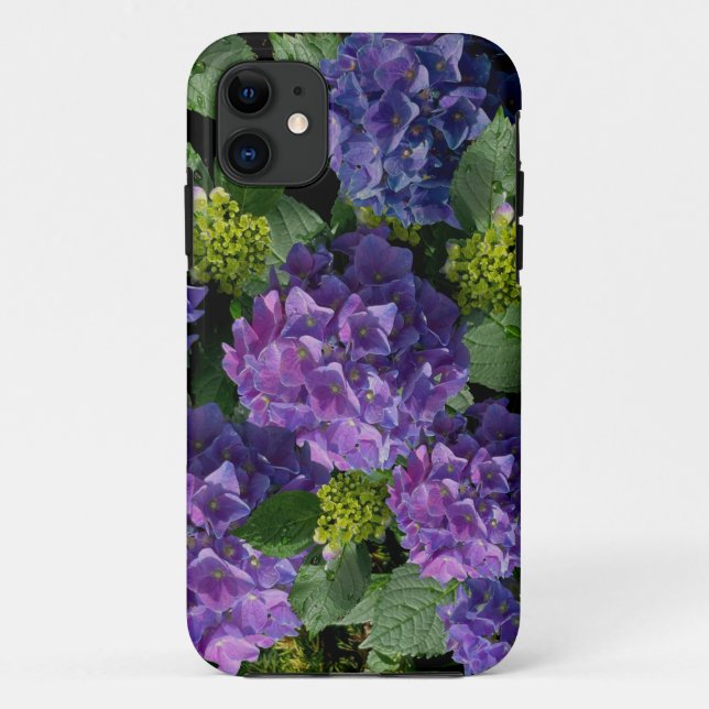 Elegant blue purple magenta green floral hydrangea Case-Mate iPhone case (Back)