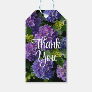 Elegant blue purple magenta green floral hydrangea gift tags
