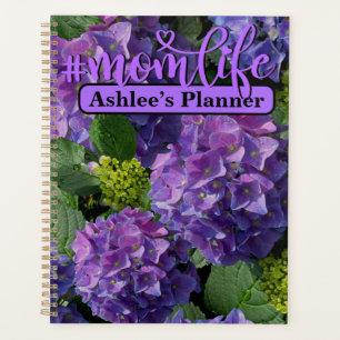 Elegant blue purple magenta green floral hydrangea planner