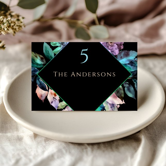 Elegant blue purple moody wedding place card (Creator Uploaded)