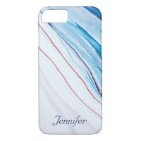 Elegant BLUE PURPLE PINK  FAUX MARBLE PERSONALIZED