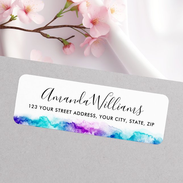 Elegant blue purple watercolor calligraphy script (Elegant blue purple watercolor calligraphy script label)