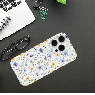 Elegant Blue Purple Watercolor Wildflower iPhone 16 Pro Case