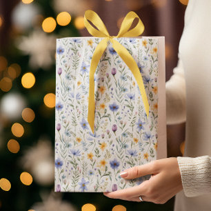 Elegant Blue Purple Watercolor Wildflower Medium Gift Bag