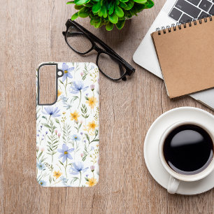 Elegant Blue Purple Watercolor Wildflower Samsung Galaxy Case