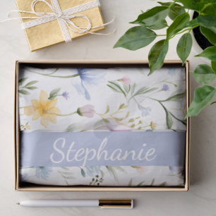 Elegant Blue Purple Watercolor Wildflower  Tissue Paper