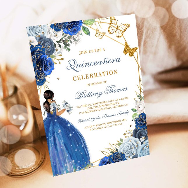 Elegant Blue Quinceañera Invitation (Creator Uploaded)