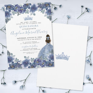 Elegant Blue Quinceanera Invitation