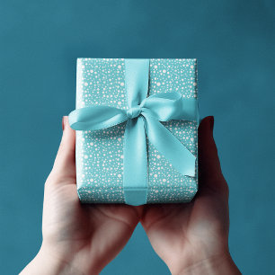 Elegant Blue Random Sized White Polka Dots Wrapping Paper
