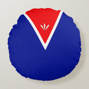 Elegant Blue Red and White Round Cushion