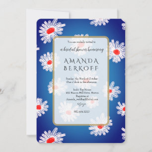 Elegant Blue & Red Flowers Bridal Shower Invitation