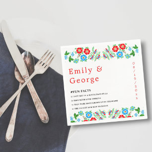 Elegant Blue Red Roses Botanical Floral Wedding Napkin