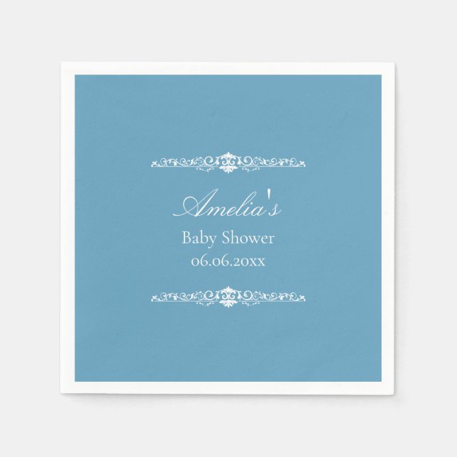 Elegant Blue Regency Style Baby Shower  Napkin (Front)