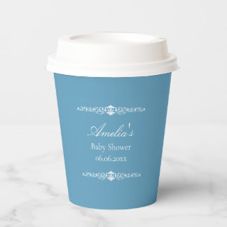 Elegant Blue Regency Style Baby Shower  Paper Cups