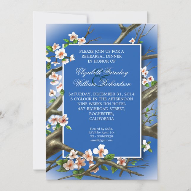 elegant blue rehearsal dinner invitation (Front)