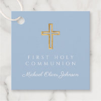 Elegant Blue Religious Cross Boy First Communion