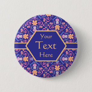 Elegant Blue Renaissance Arts and Crafts 6 Cm Round Badge