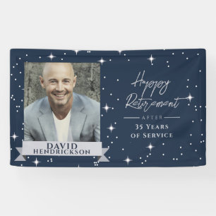 Elegant blue Retirement Party banner