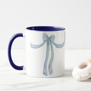 Elegant Blue Ribbon Satin Look Pretty Girly Mug