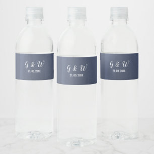 Elegant Blue Romantic Water Bottle Label Set