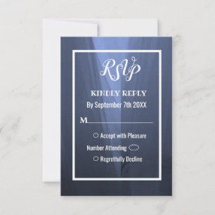 Elegant Blue Romantic Wedding RSVP Card