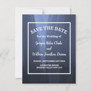 Elegant Blue Romantic Wedding Save The Date Invitation