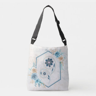 Elegant Blue Rose Botanical Crossbody Bag