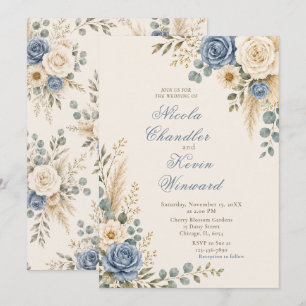 Elegant Blue Rose Ceremony Invitation