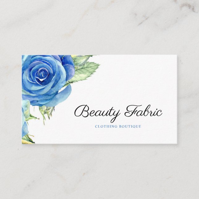 Elegant Blue Rose Clothing Boutique Business Card (Front)