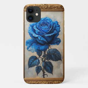 Elegant Blue Rose Displayed in Ornate Gold Frame Case-Mate iPhone Case