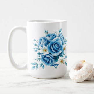 Elegant Blue Rose Floral Artwork Coffee Mug