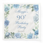 Elegant Blue Rose Floral Frame 90th Birthday Party