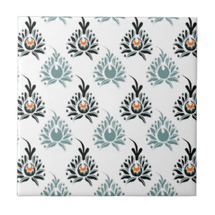 Elegant Blue Rose Floral Pattern Tile