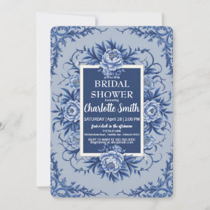 Elegant Blue  Rose Flower antique bridal shower Invitation