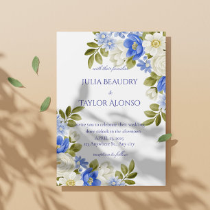 Elegant Blue Rose Wedding Invite