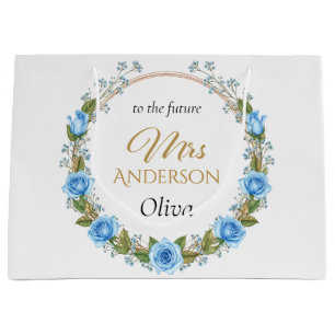 Elegant Blue Roses & Baby’s Breath  Large Gift Bag