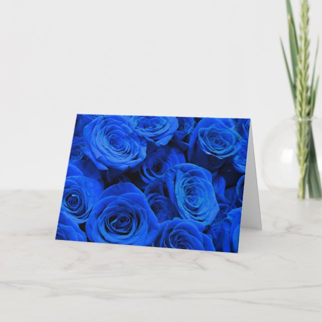 Elegant blue roses blue flowers blue floral card (Front)