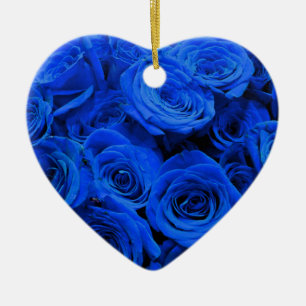 Elegant blue roses blue flowers blue floral ceramic tree decoration
