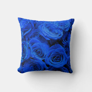 Elegant blue roses blue flowers blue floral cushion