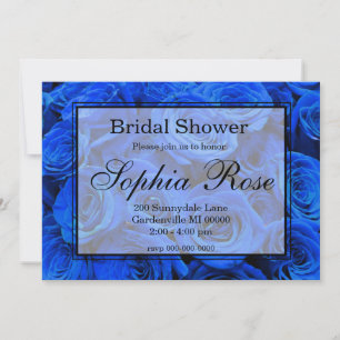 Elegant blue roses blue flowers blue floral invitation